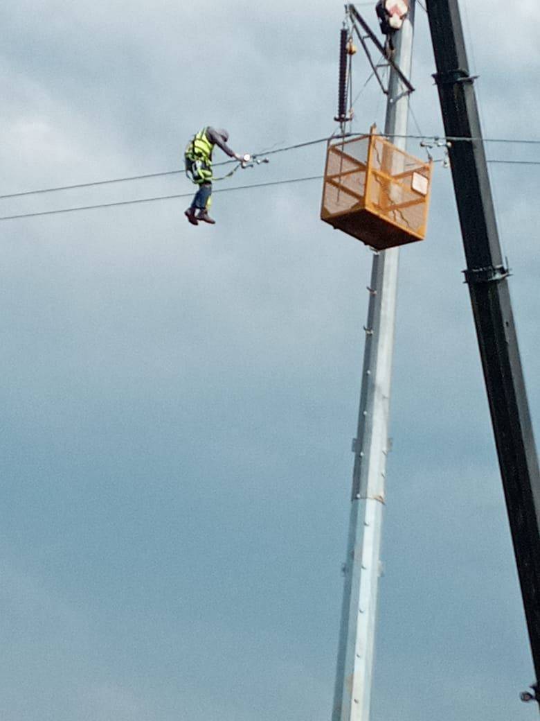 Transmission pole line work