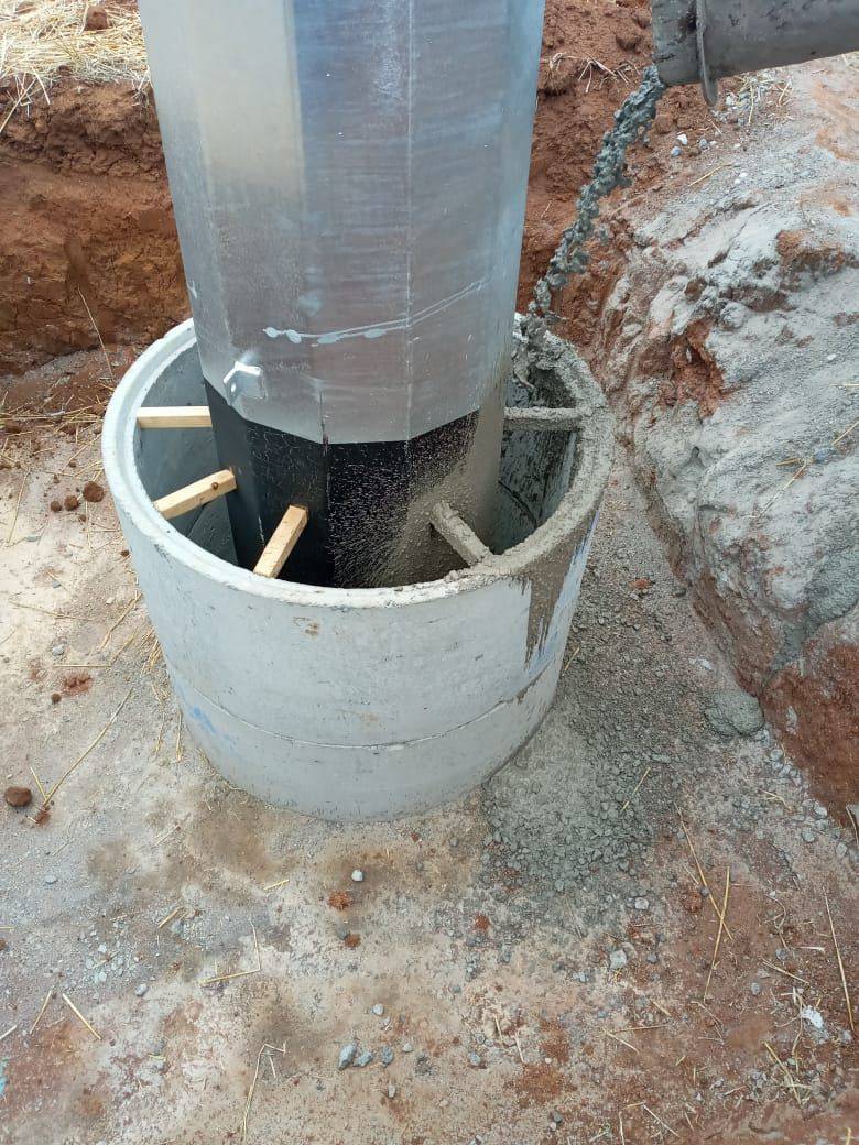 Steel pole foundation installation