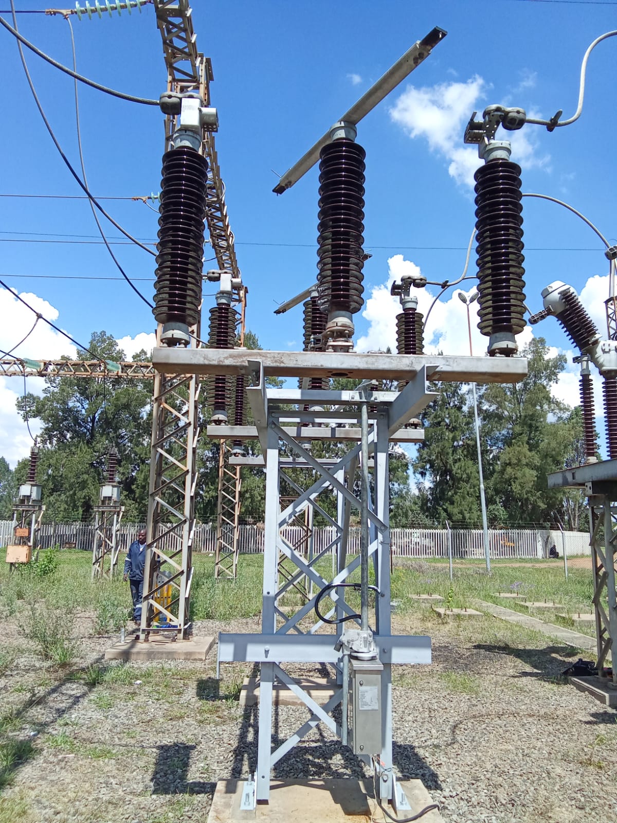 Switchyard steel structure and overhead connections