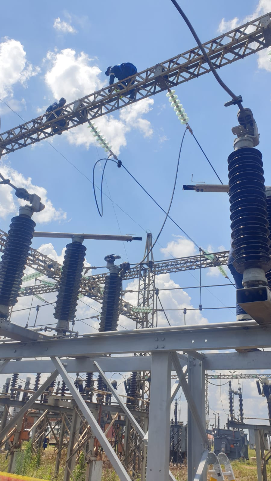 Gantry work during substation maintenance