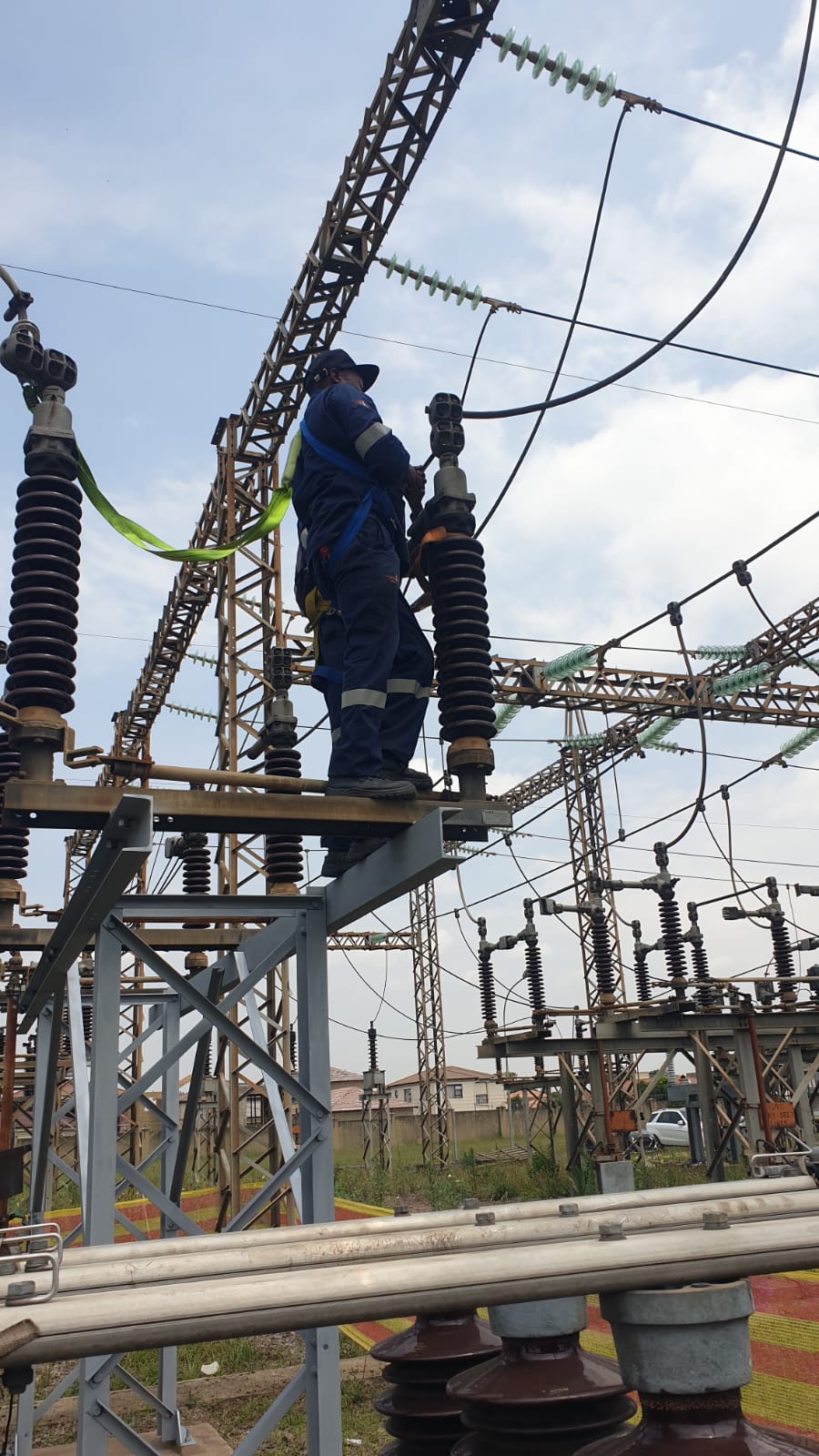 Lattice tower works at Tosa Substation